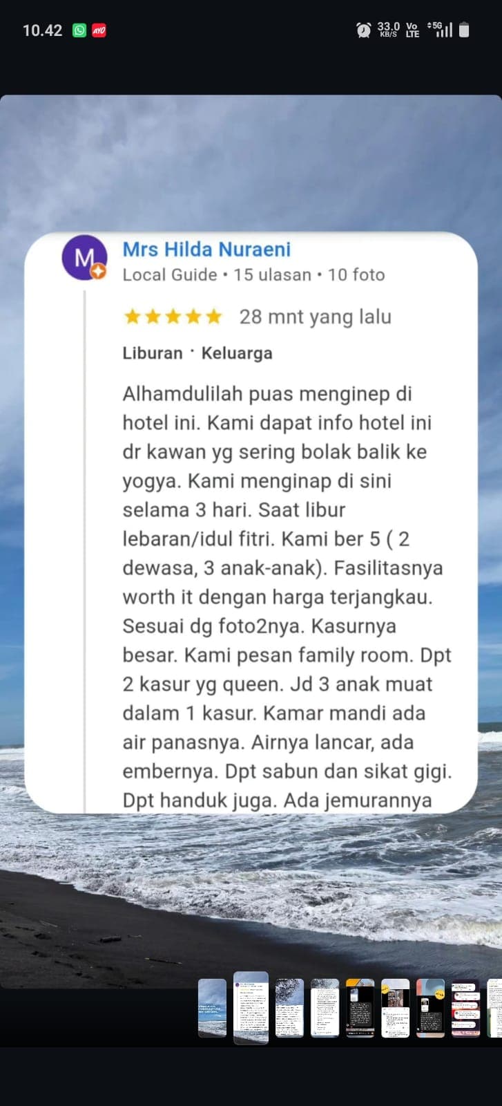Screenshot ulasan nyata tamu Safara Hotel
