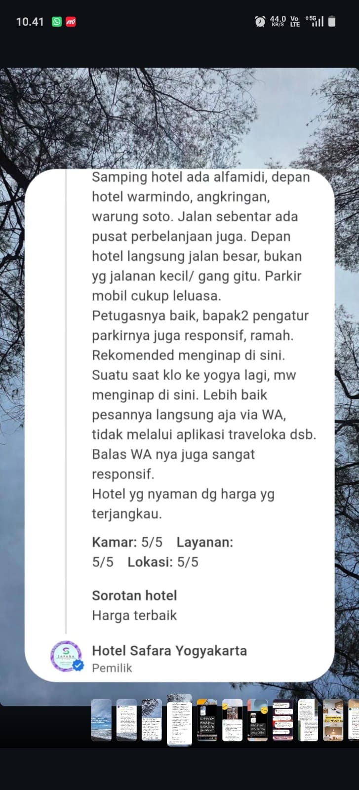 Screenshot ulasan nyata tamu Safara Hotel 4
