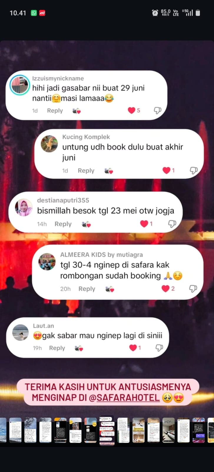 Screenshot ulasan nyata tamu Safara Hotel 6