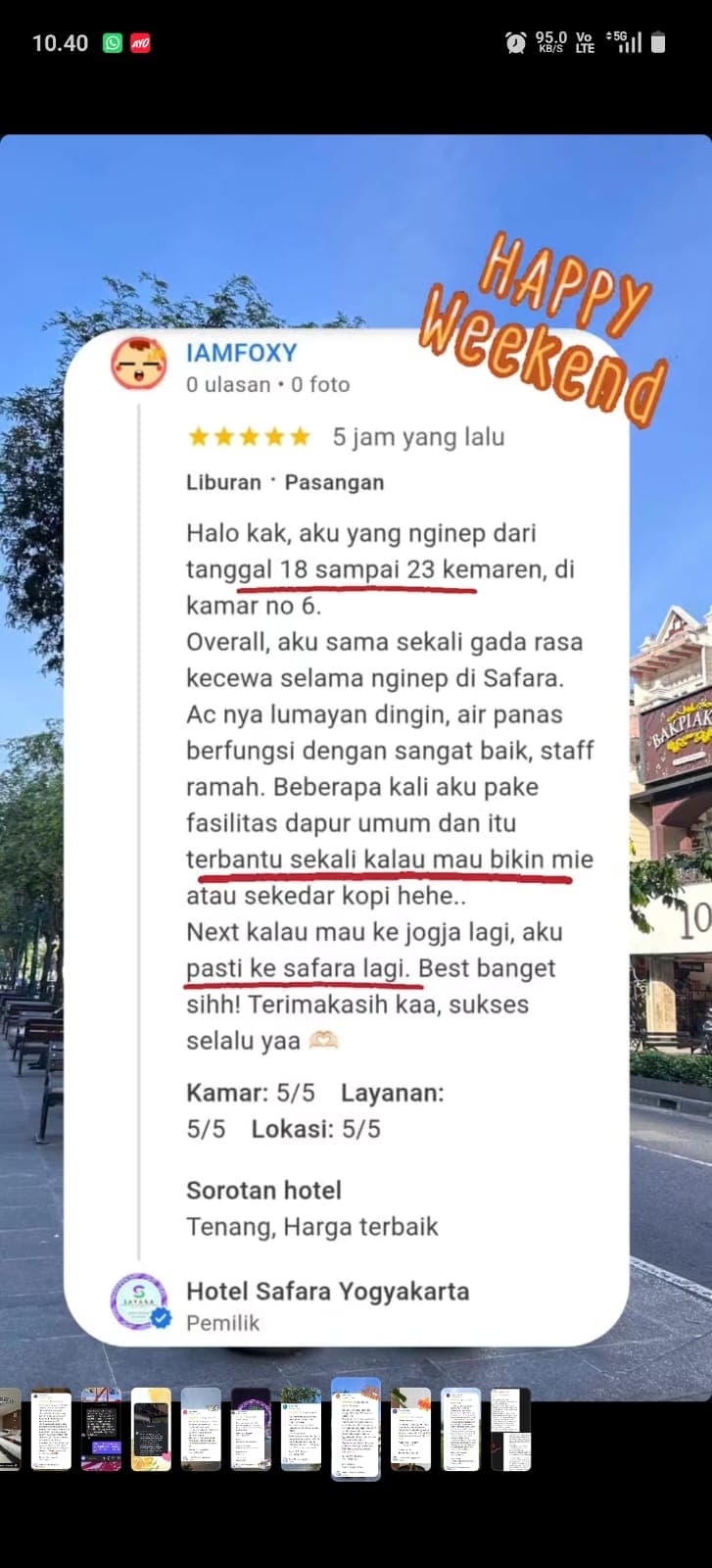 Screenshot ulasan nyata tamu Safara Hotel 18